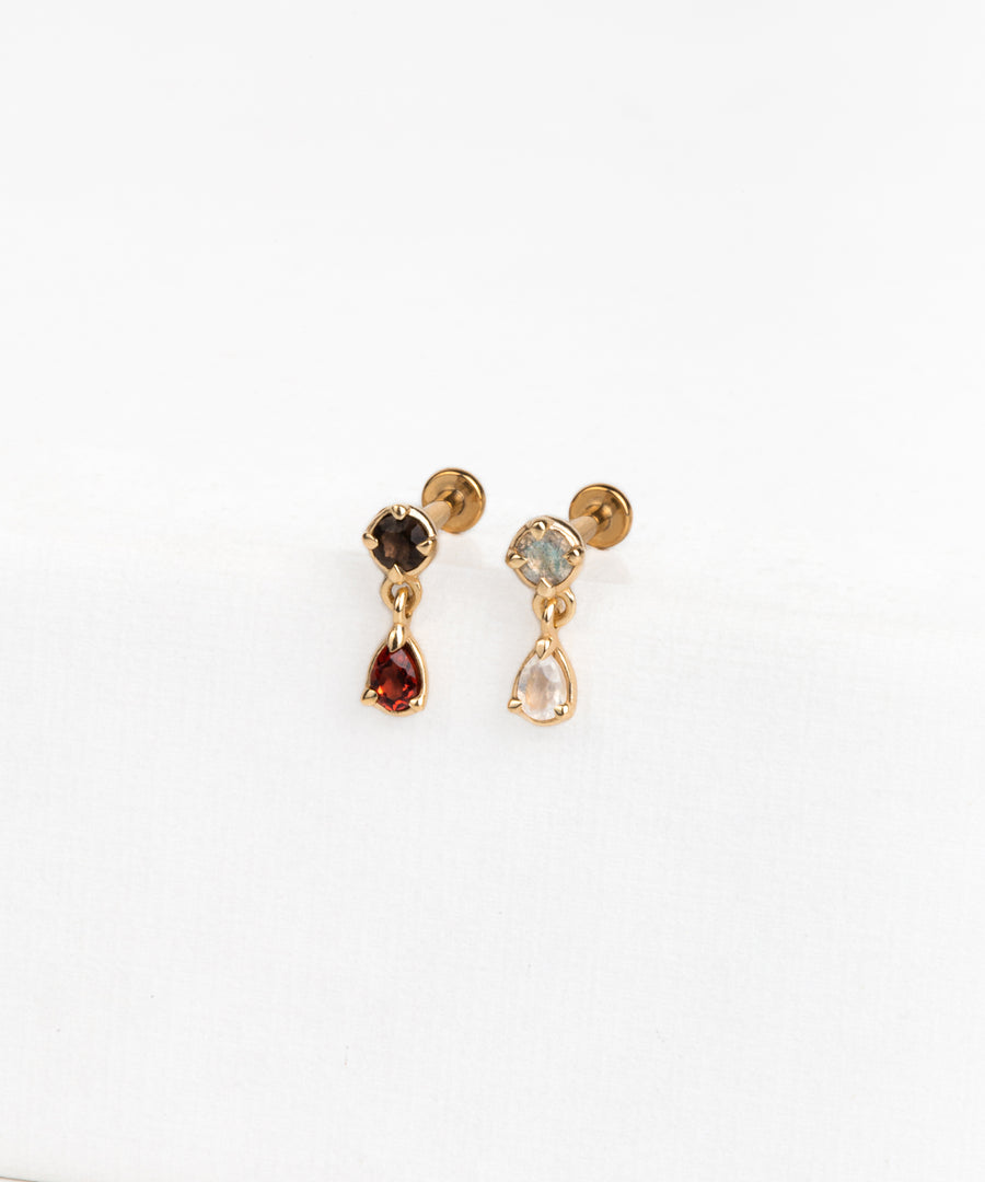 Natural Stone Dangled Pushpin Stud