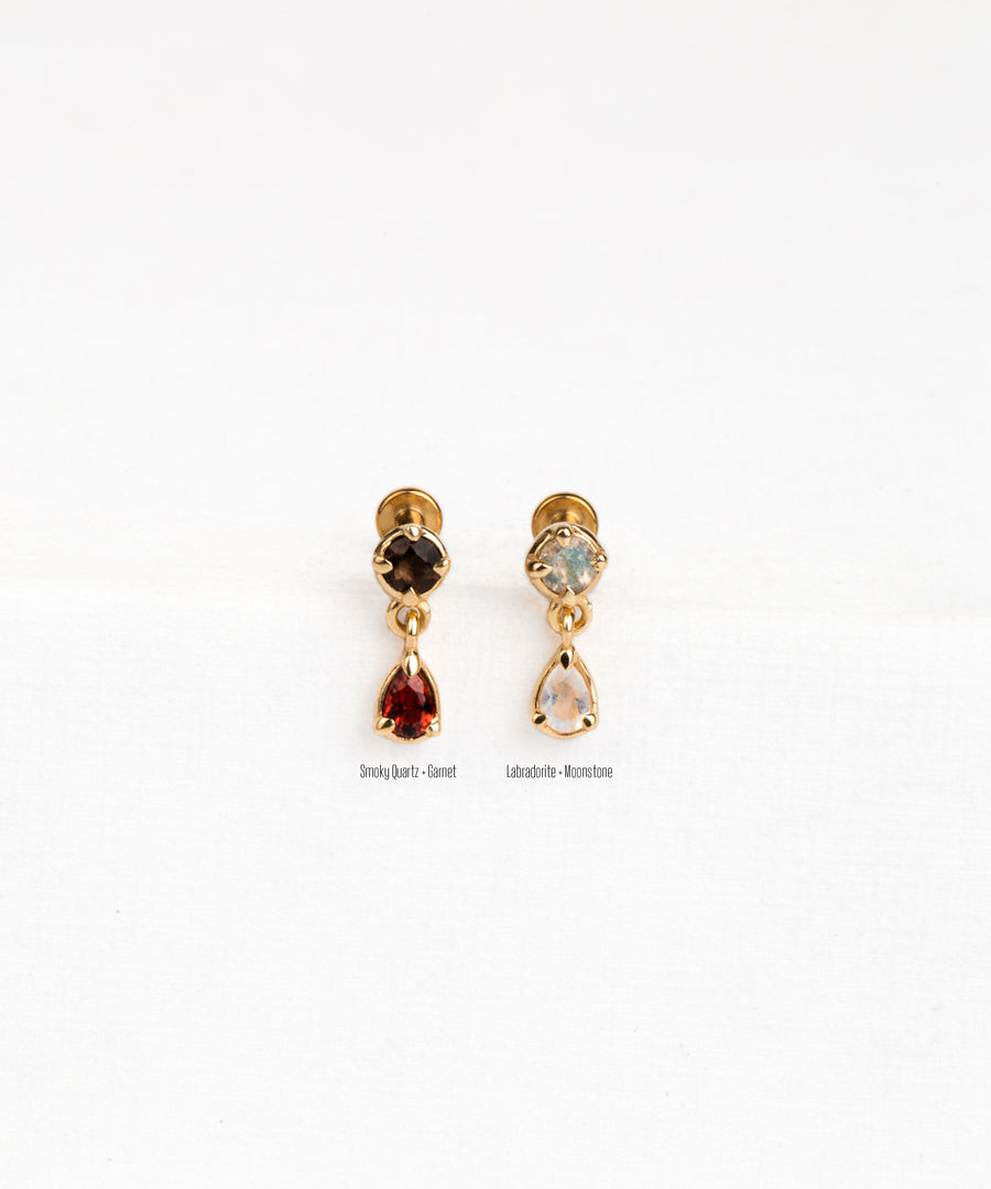 Natural Stone Dangled Pushpin Stud