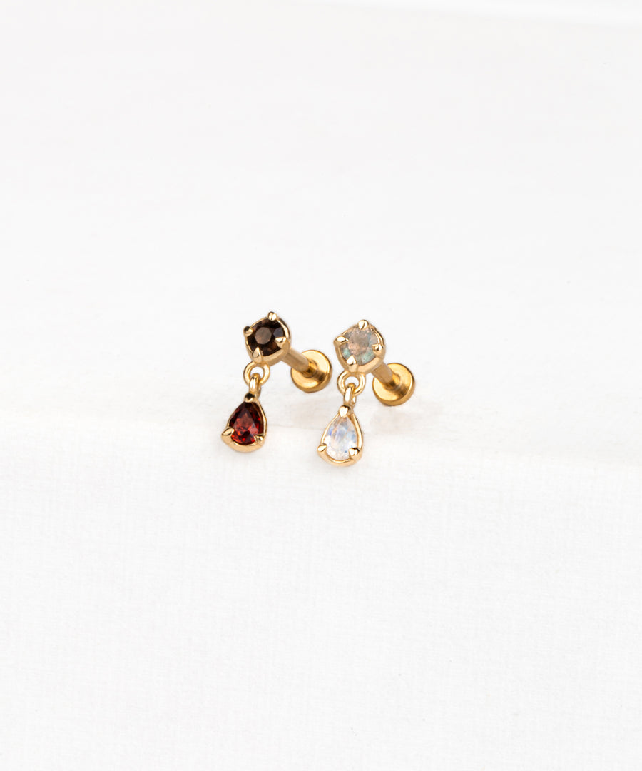 Natural Stone Dangled Pushpin Stud