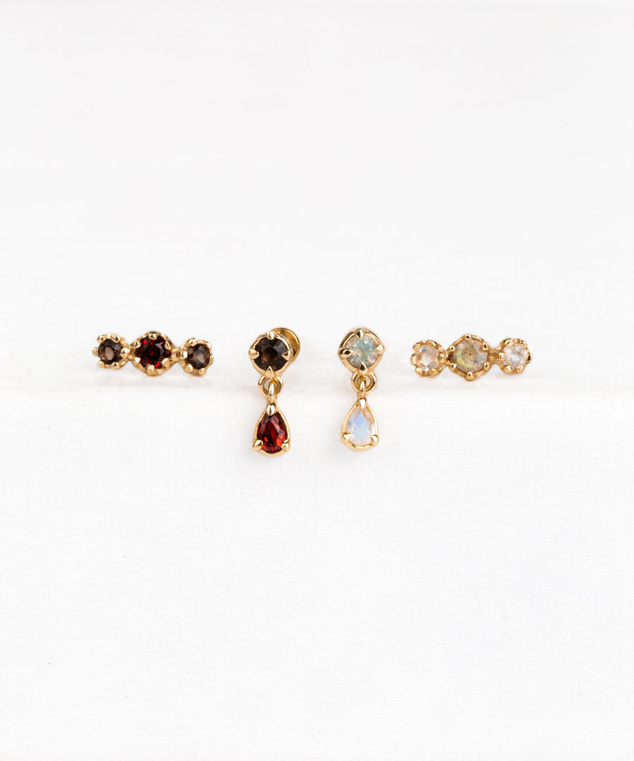 Natural Stone Dangled Pushpin Stud
