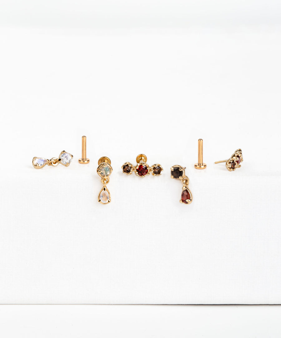 Natural Stone Dangled Pushpin Stud