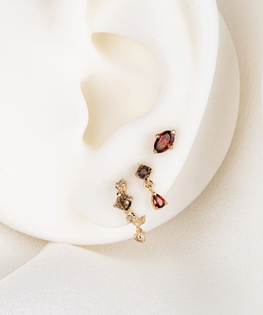 Natural Stone Marquise Pushpin Stud