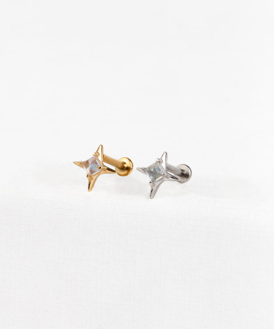Natural Stone Sparkle Pushpin Stud