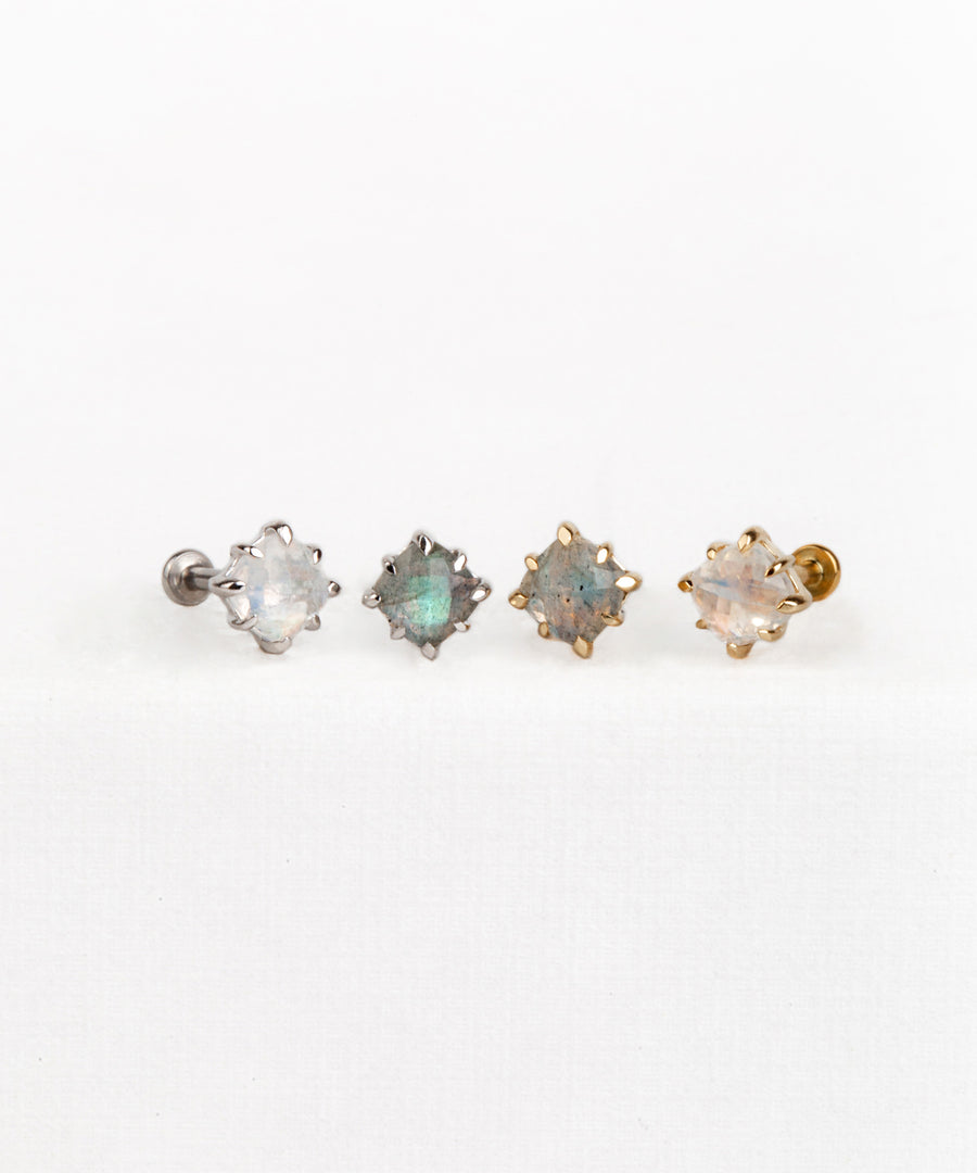 Natural Stone Rainbow Flatback Stud