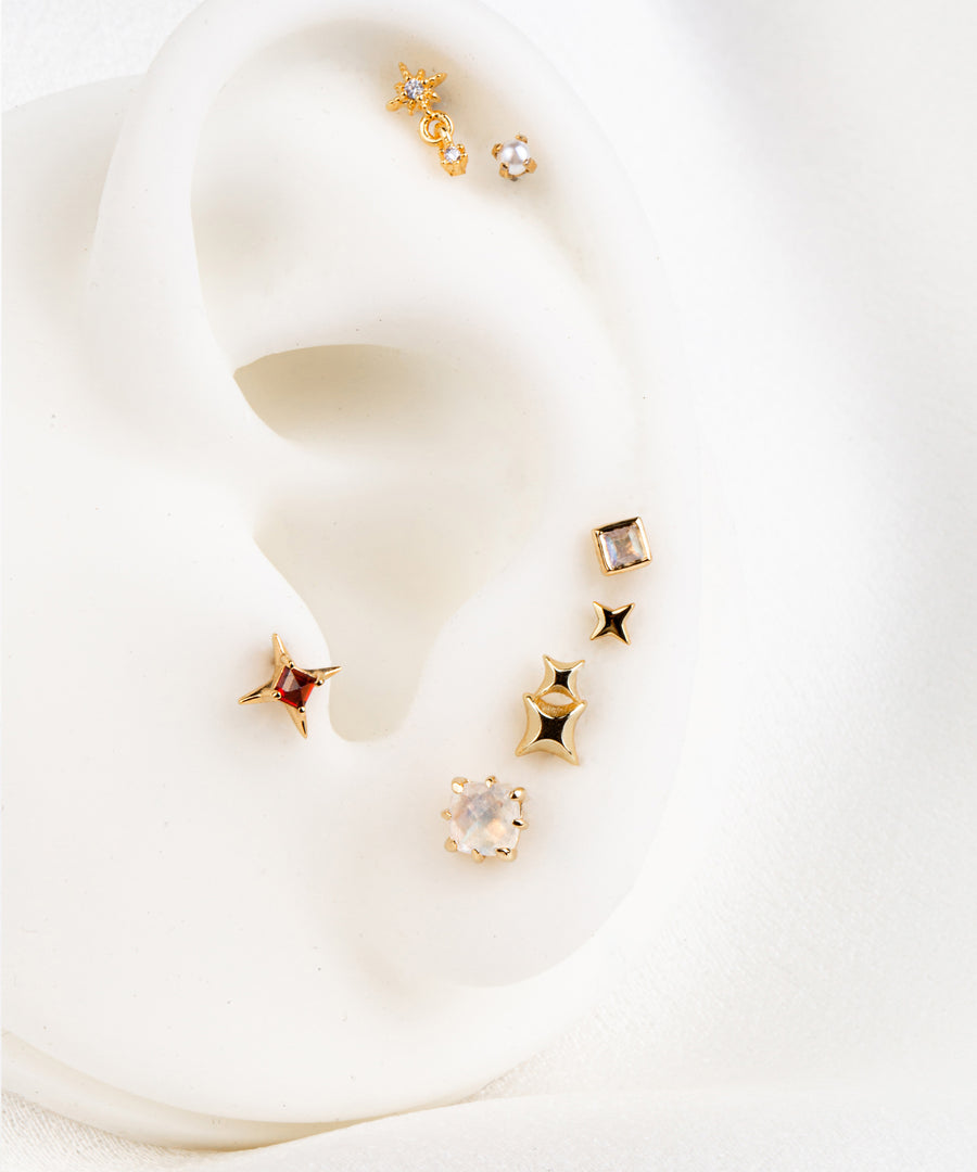 Natural Stone Rainbow Flatback Stud
