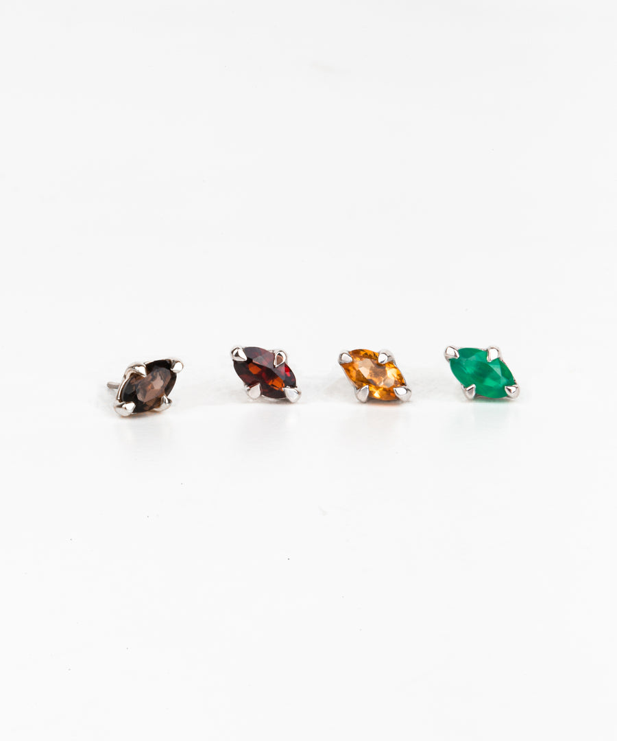 Natural Stone Marquise Pushpin Stud