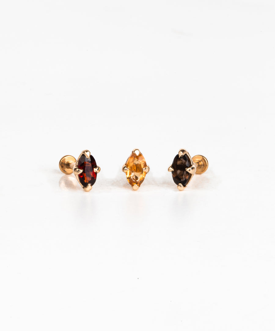Natural Stone Marquise Pushpin Stud