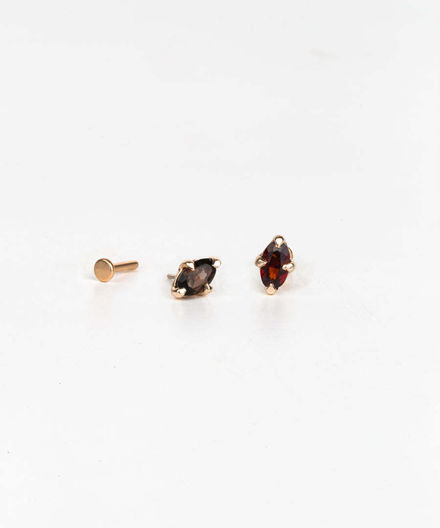 Natural Stone Marquise Pushpin Stud