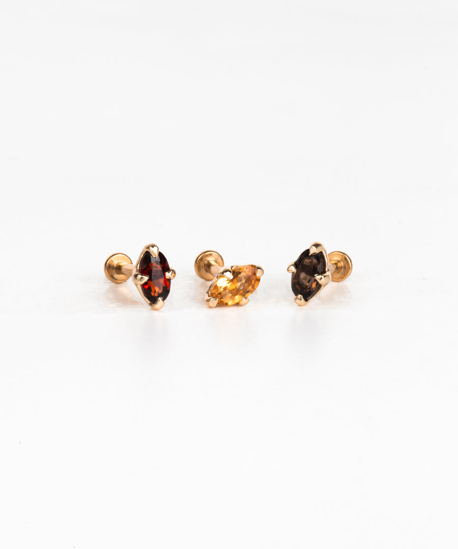 Natural Stone Marquise Pushpin Stud