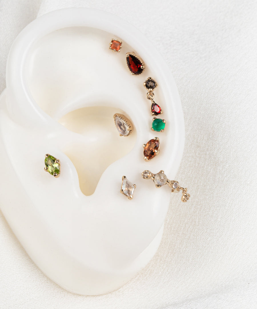 Natural Stone Dangled Pushpin Stud