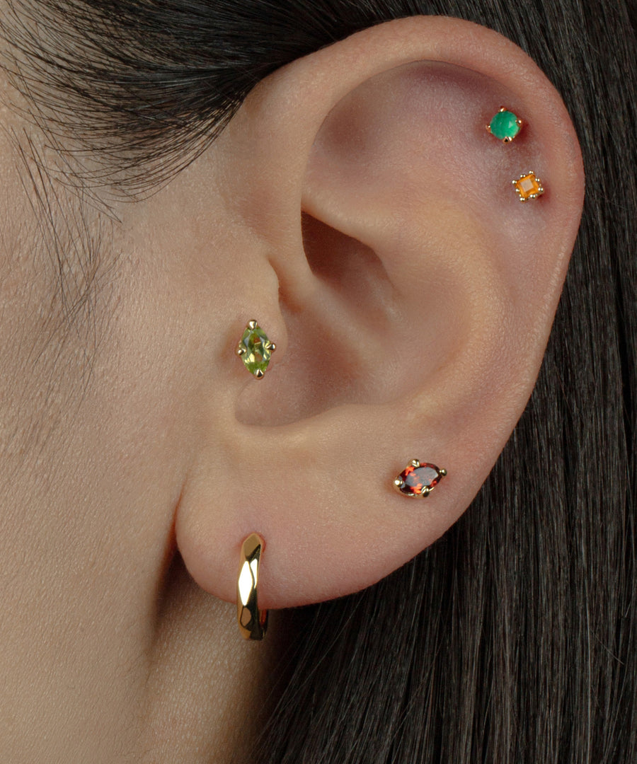 Natural Stone Marquise Pushpin Stud