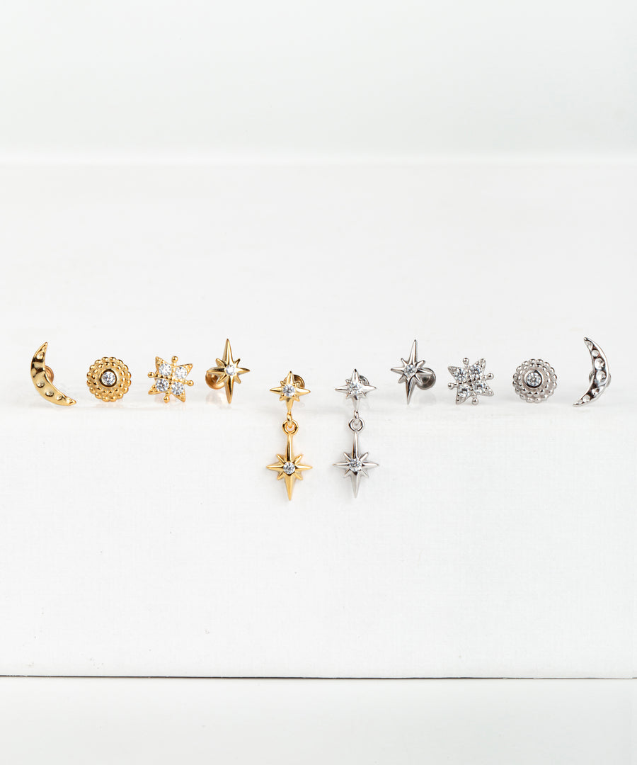 Hammered Moon Stud