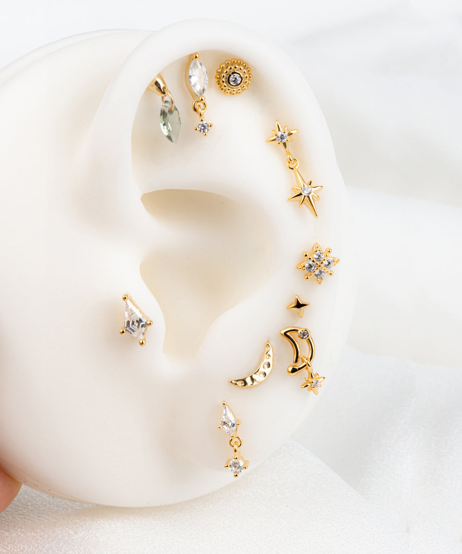 Hammered Moon Stud