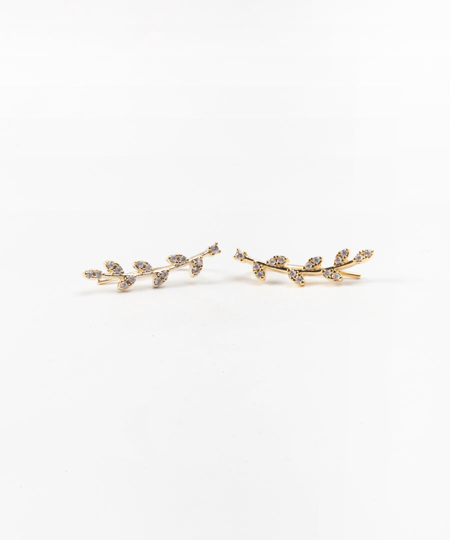 Paved Delicate Leaf Ear Cuff