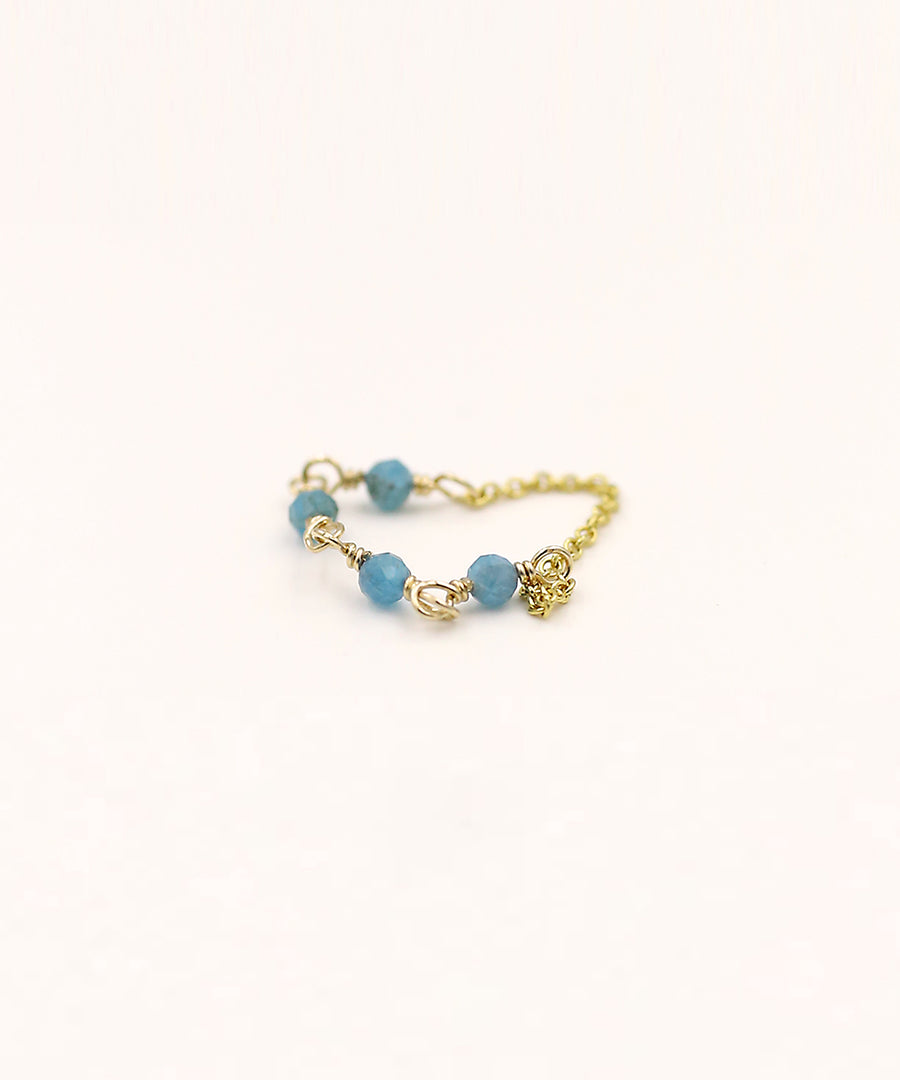 Blue apatite Hand Chains Ring