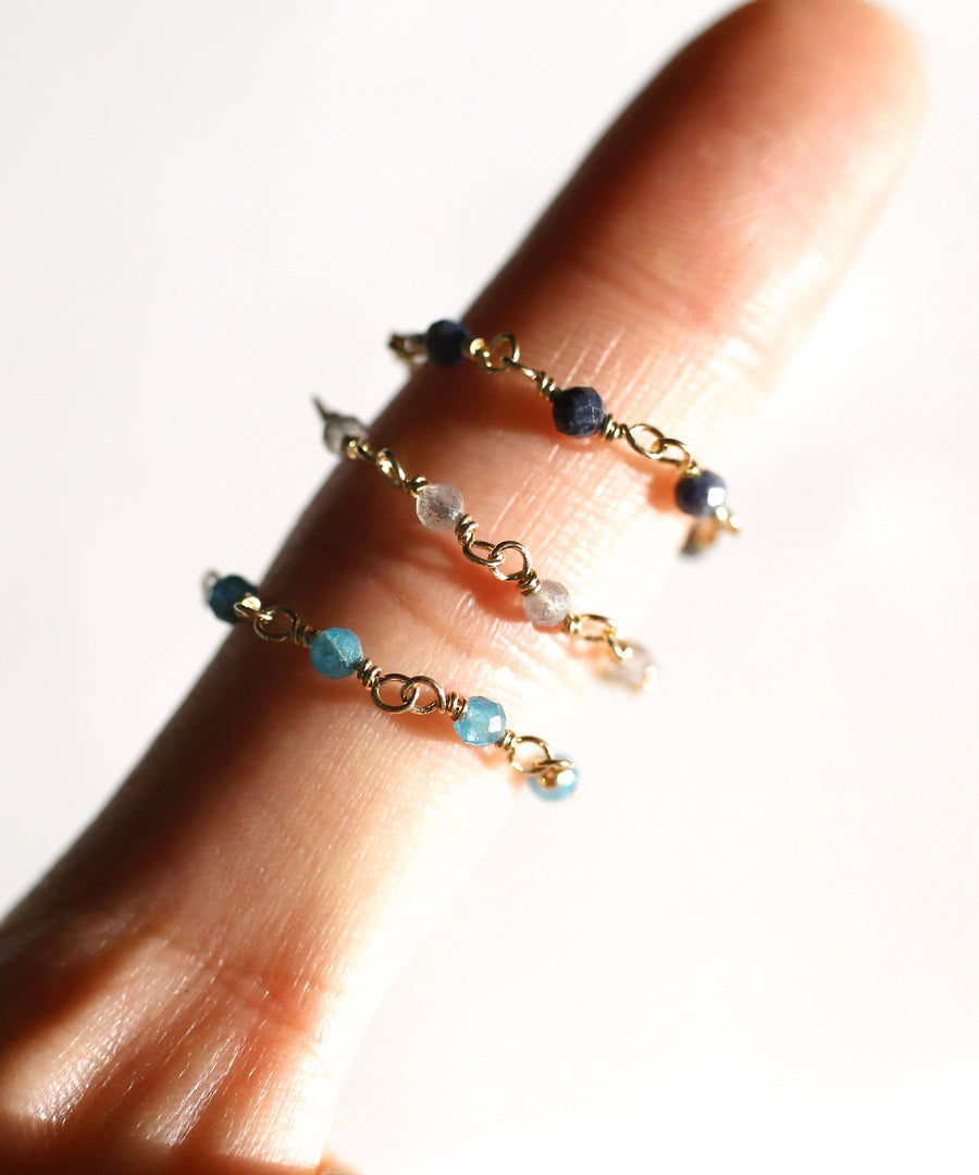 Blue apatite Hand Chains Ring