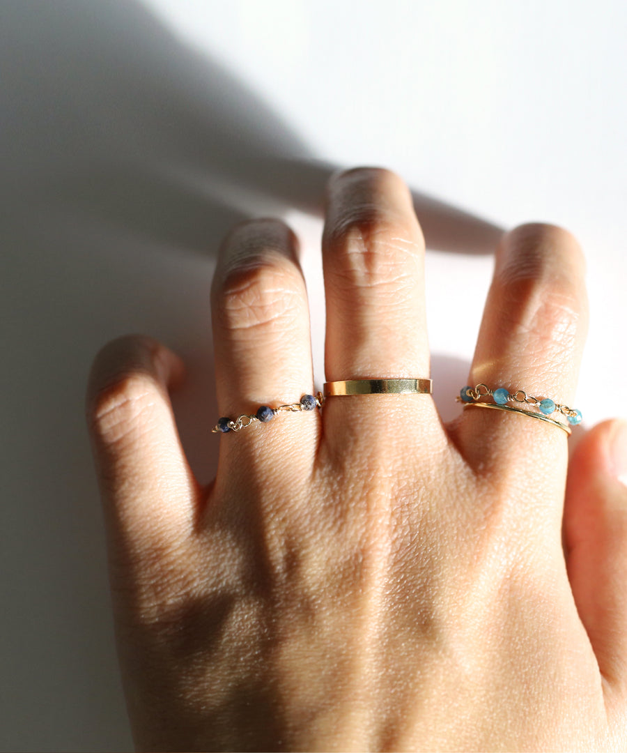 Blue apatite Hand Chains Ring