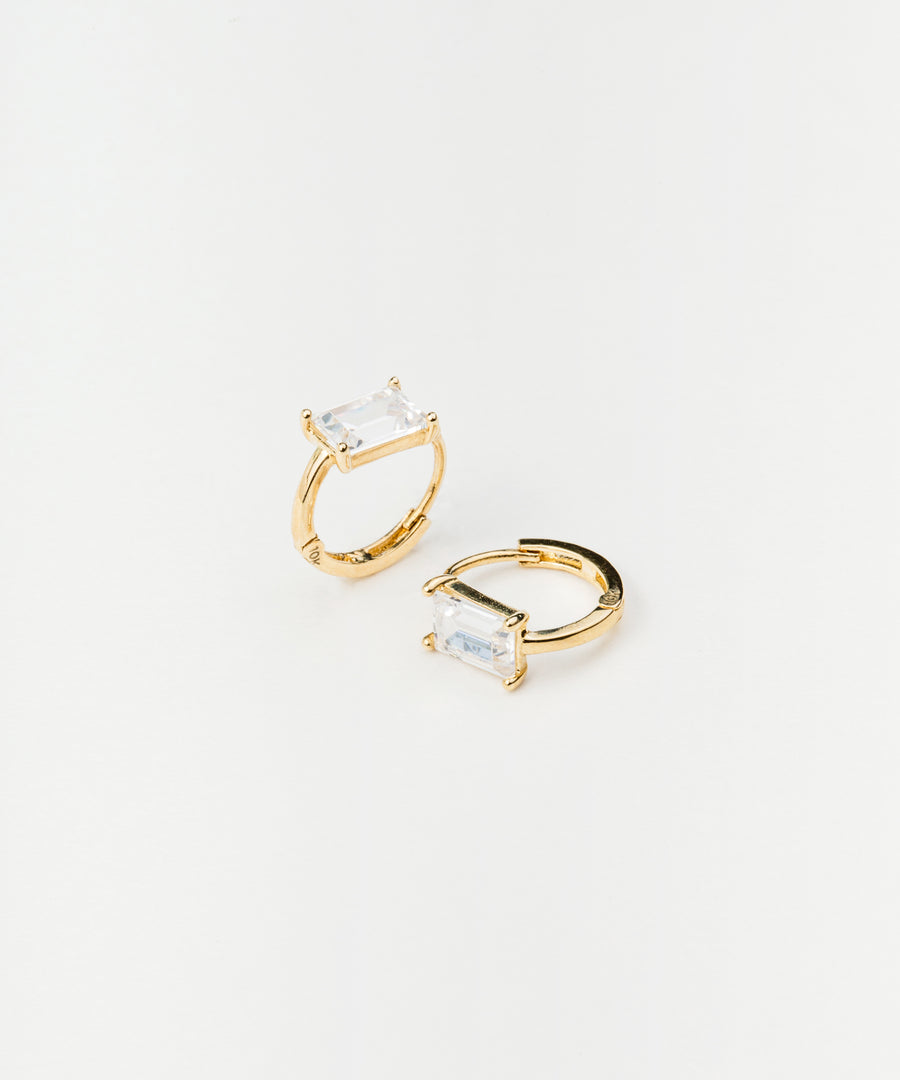 Sparkly Baguette Stone Hoops