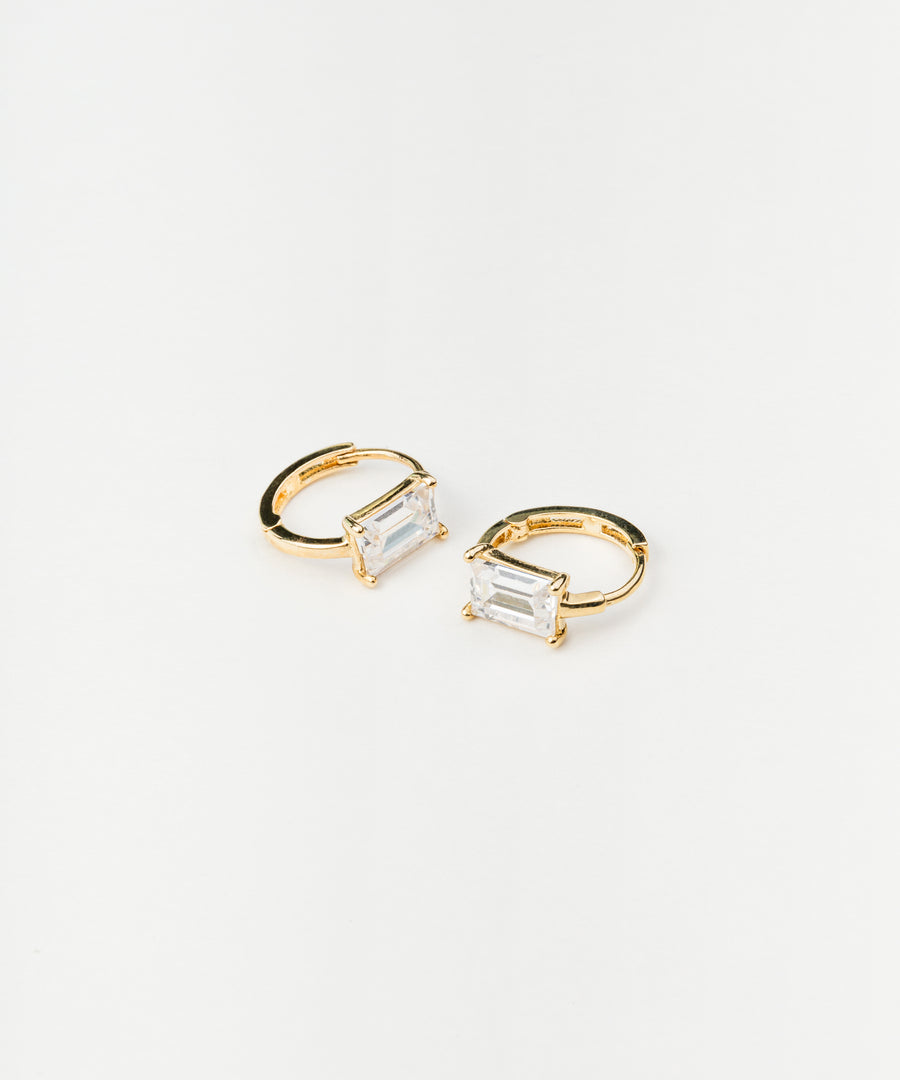 Sparkly Baguette Stone Hoops