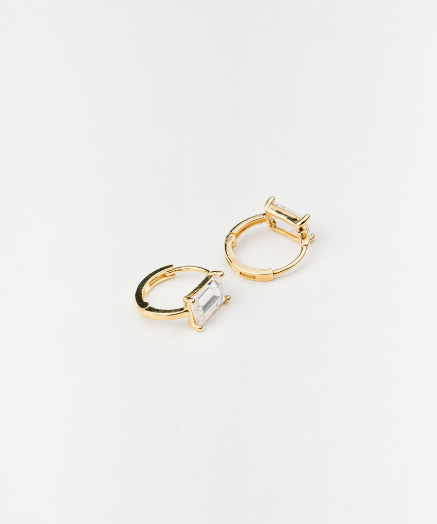 Sparkly Baguette Stone Hoops