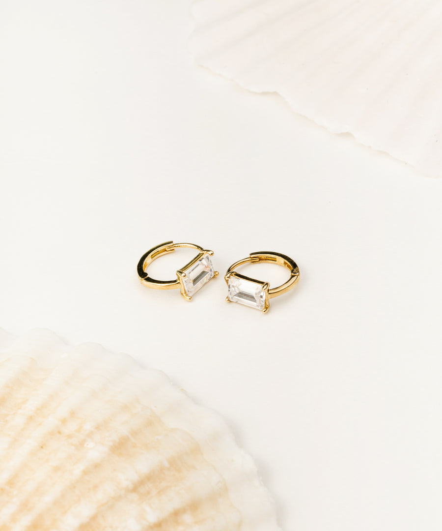 Sparkly Baguette Stone Hoops