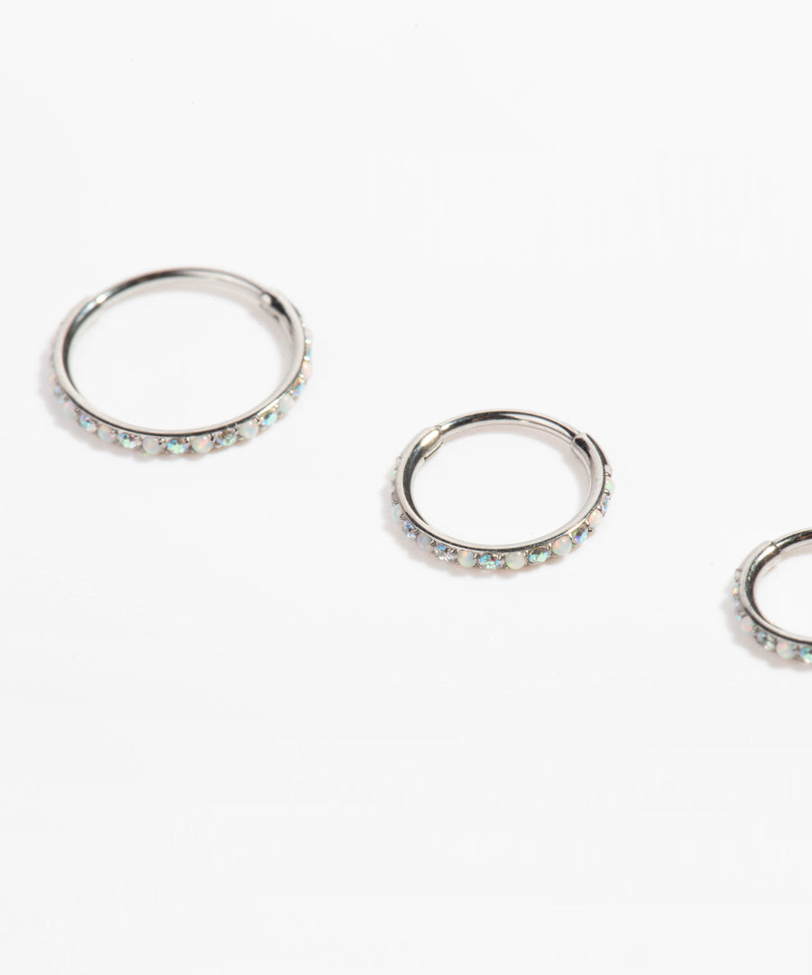 Iridescent Pave Clicker Hoop