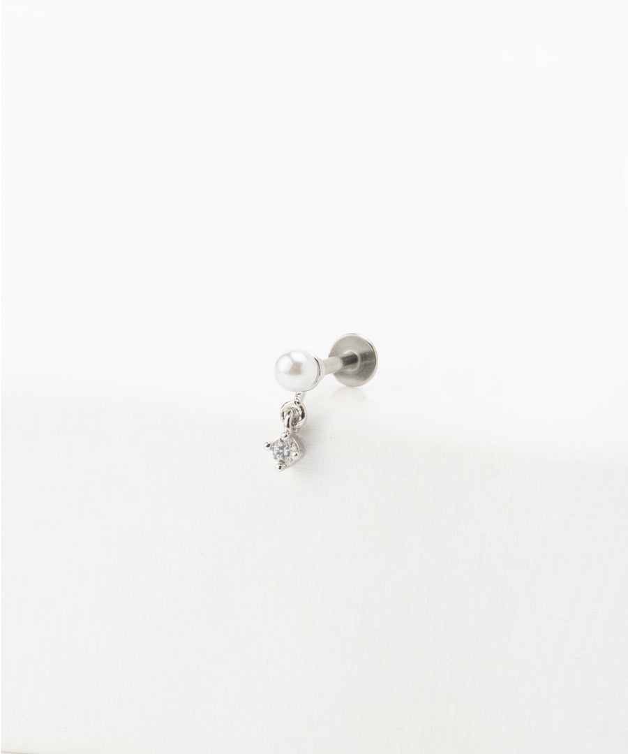 Tiny Dangled Pearl Stud