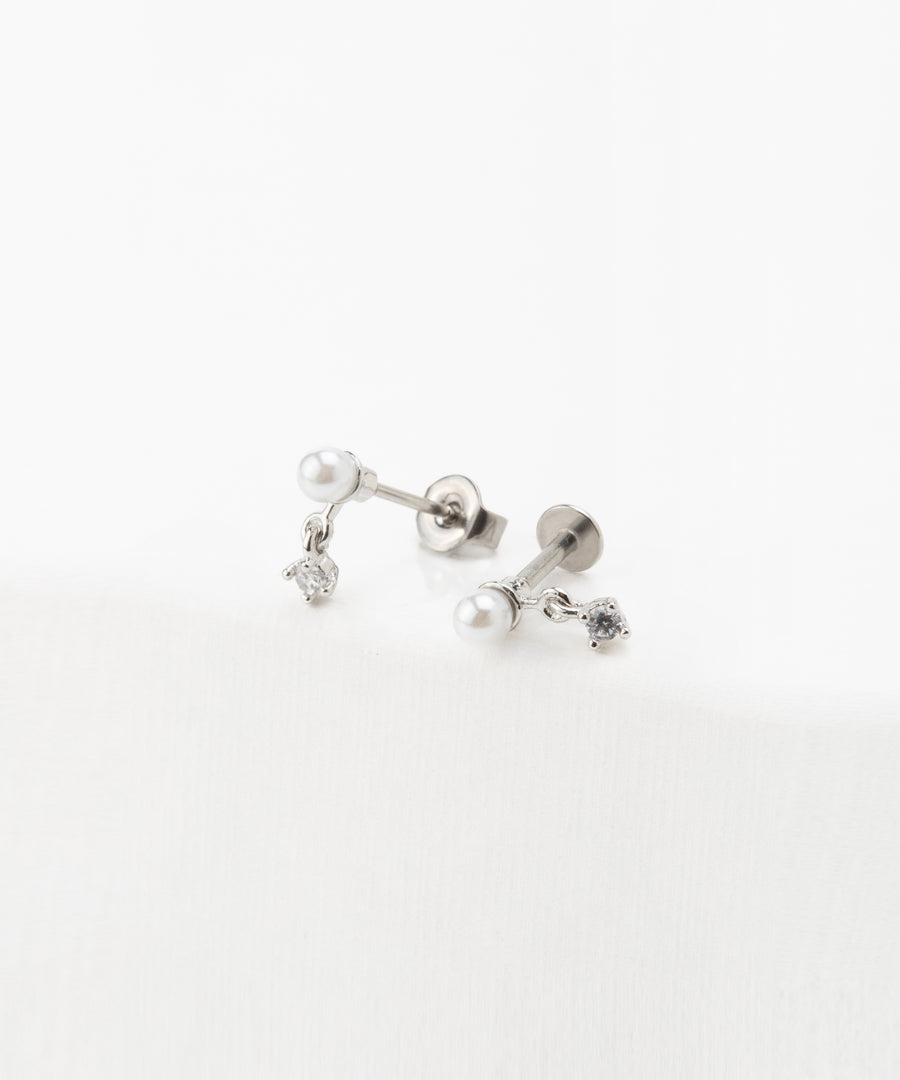 Tiny Dangled Pearl Stud