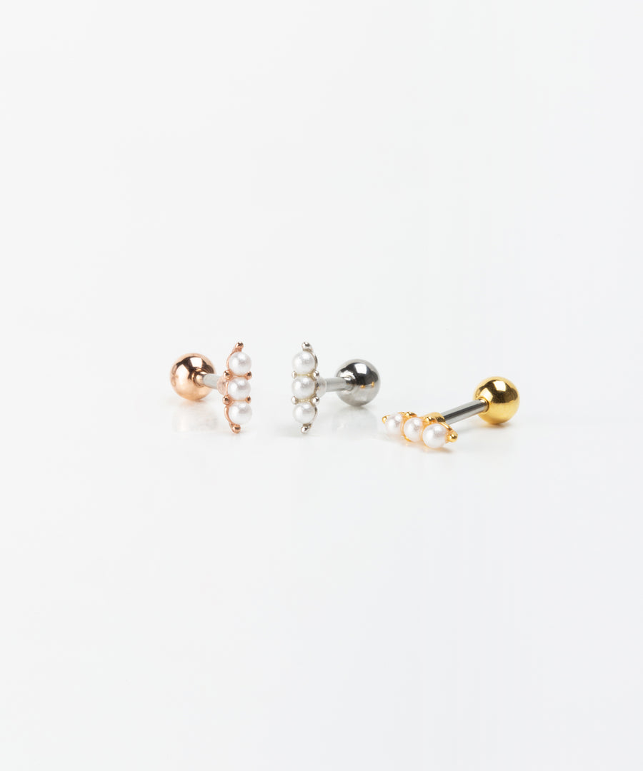 Roped Triple Pearl Stud