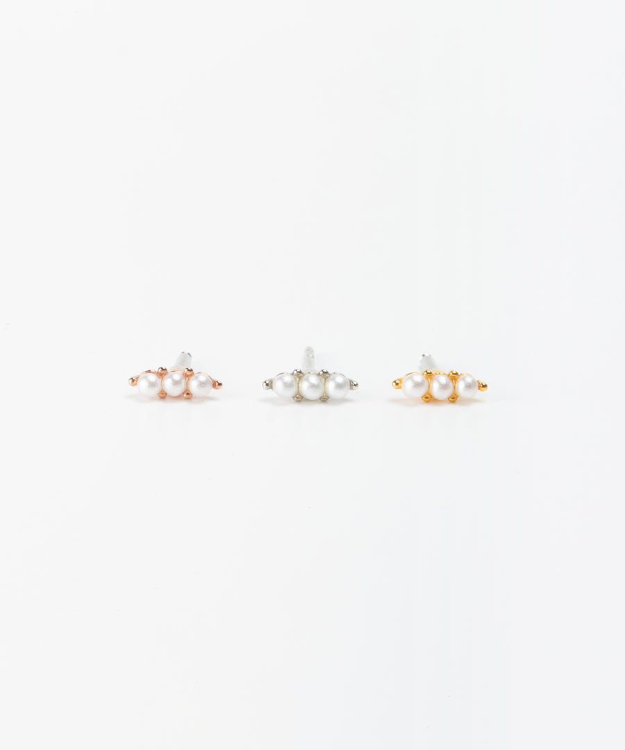 Roped Triple Pearl Stud