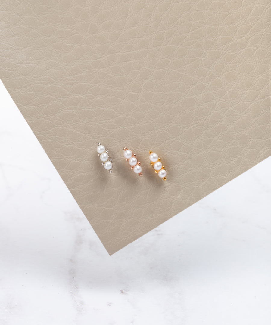 Roped Triple Pearl Stud