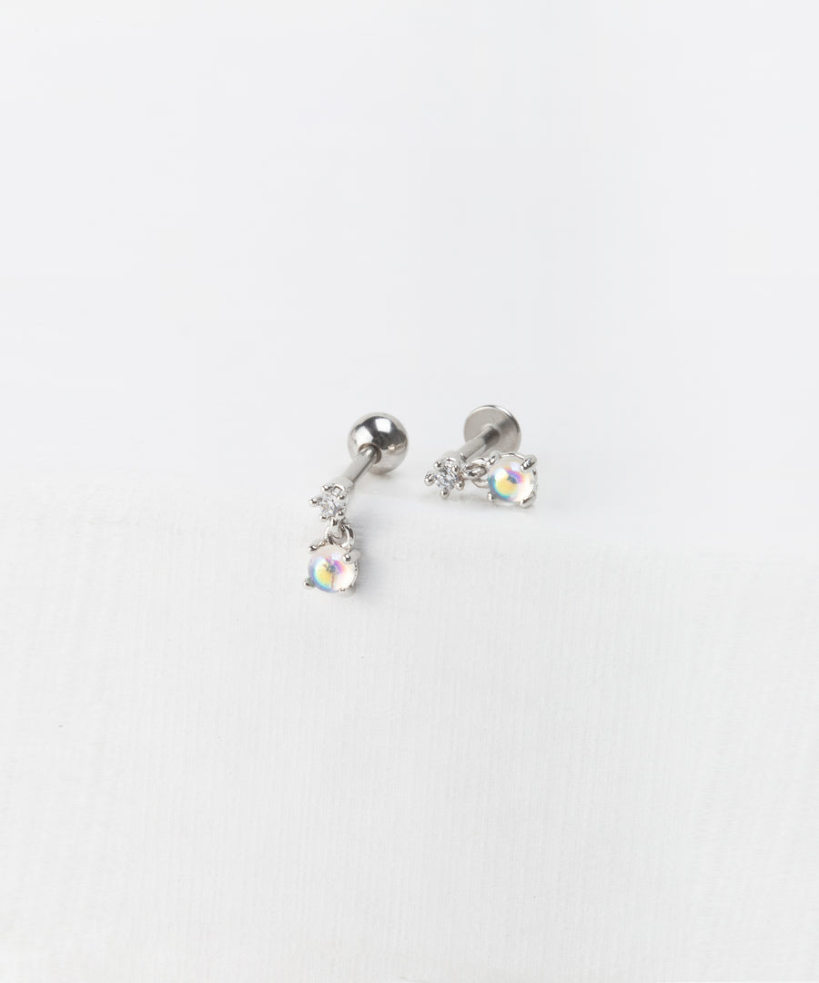 Dangled Rainbow Moonstone Stud