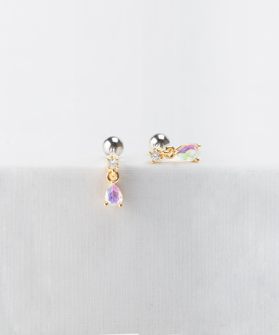 Dangled Rainbow Teardrop Stud