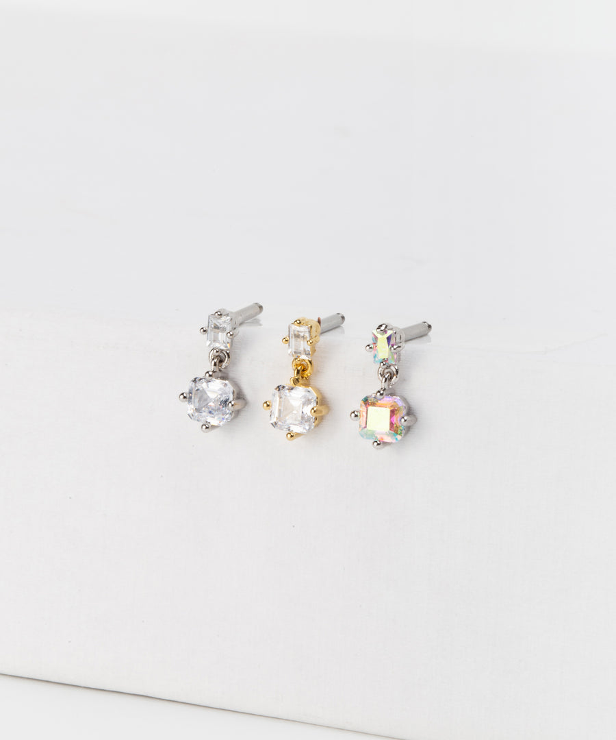 Dangled Square Crystal Stud