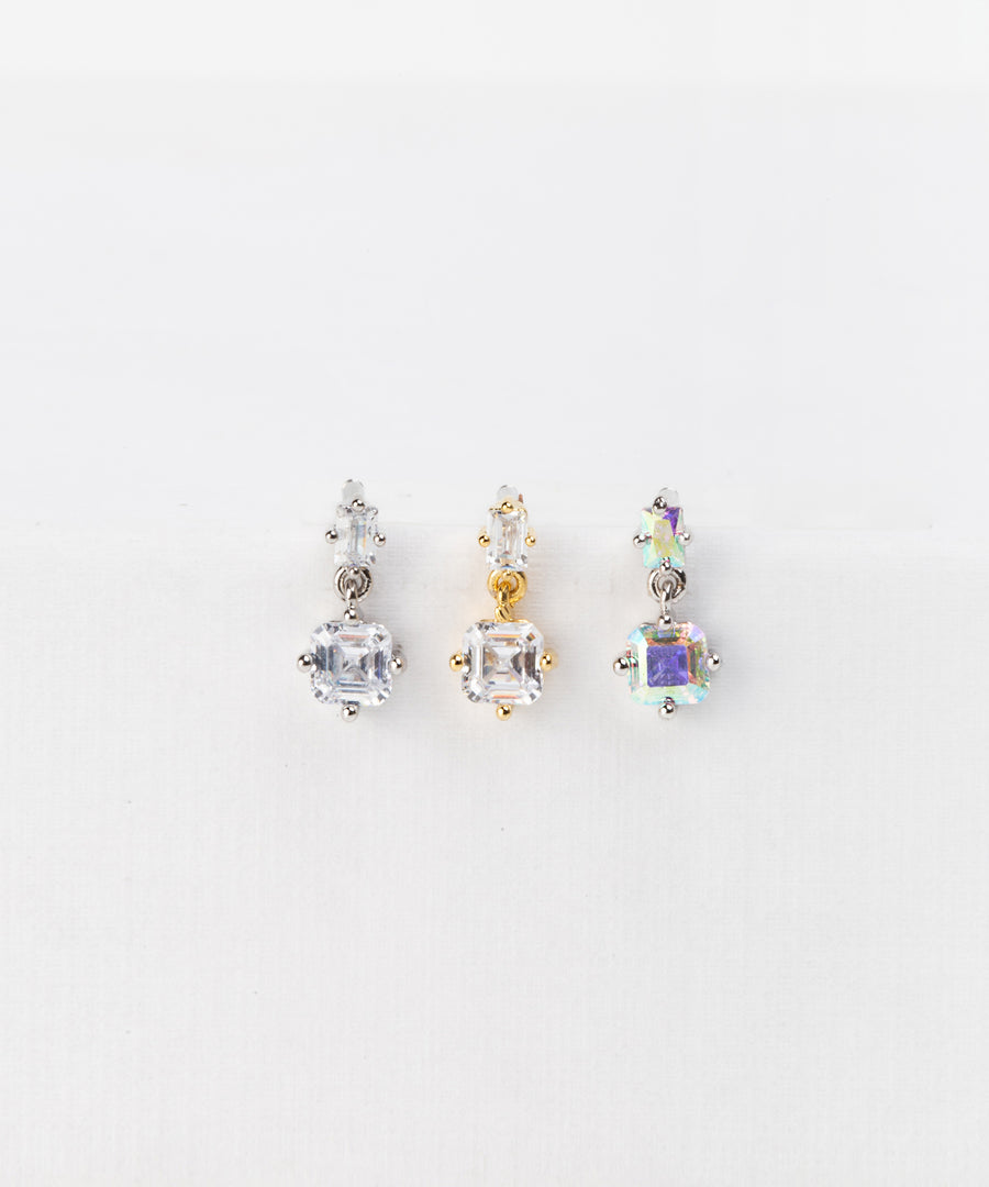 Dangled Square Crystal Stud