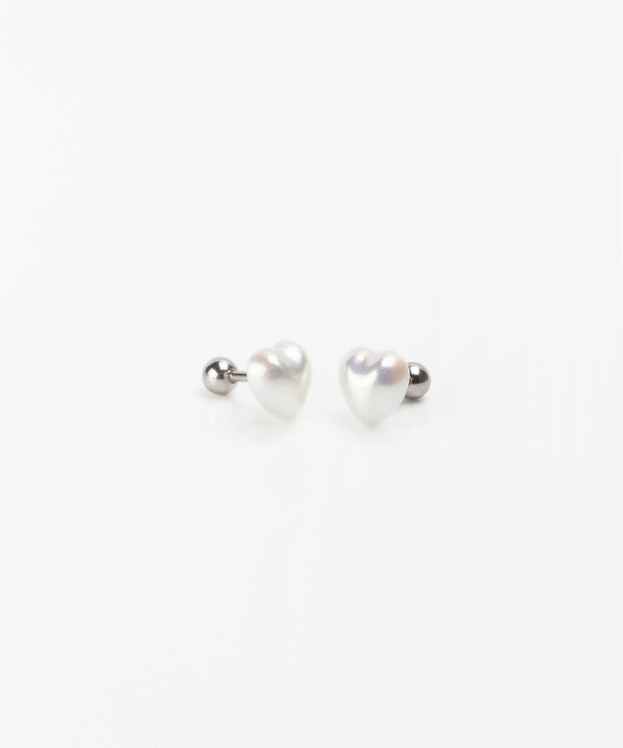 Heart Pearl Stud