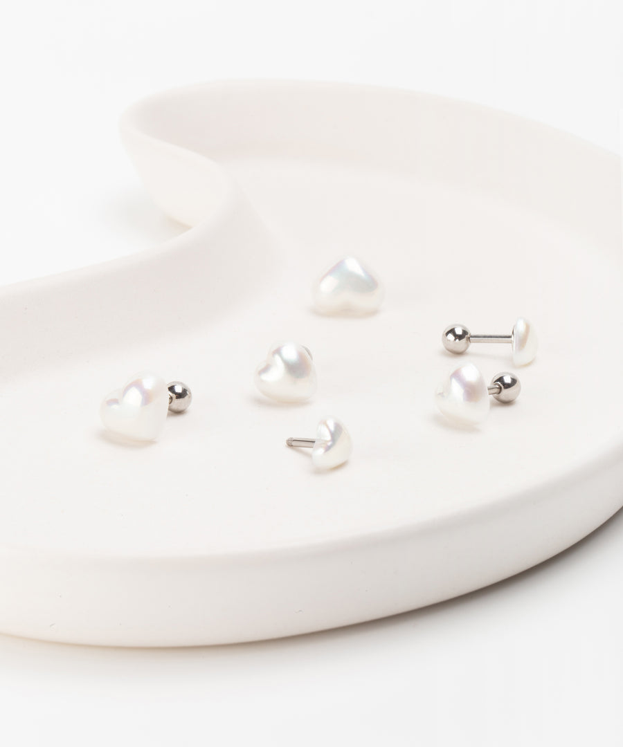 Heart Pearl Stud