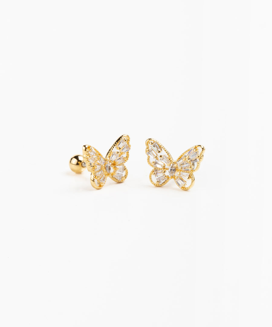 Paved Baguette Butterfly Stud