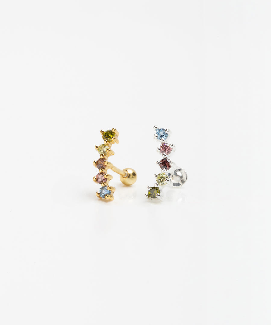 Colorful Five Studs Curved Line Stud