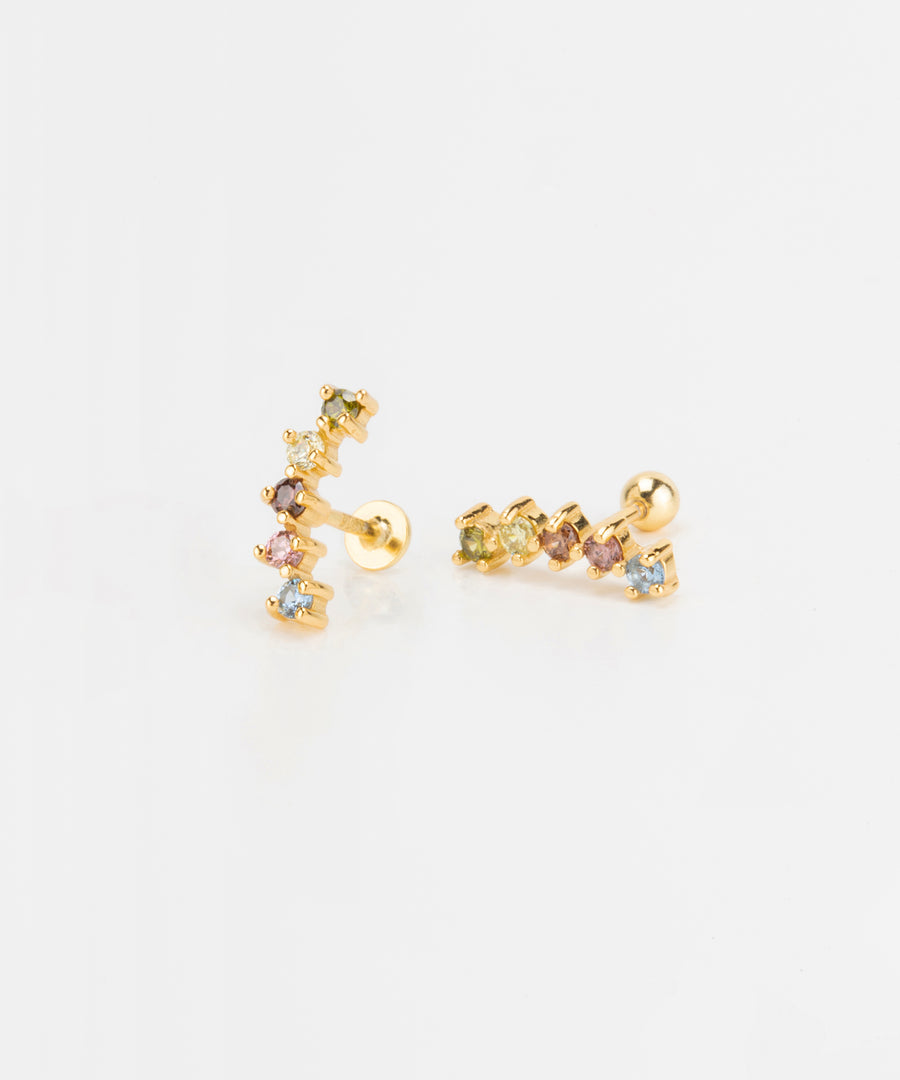 Colorful Five Studs Curved Line Stud