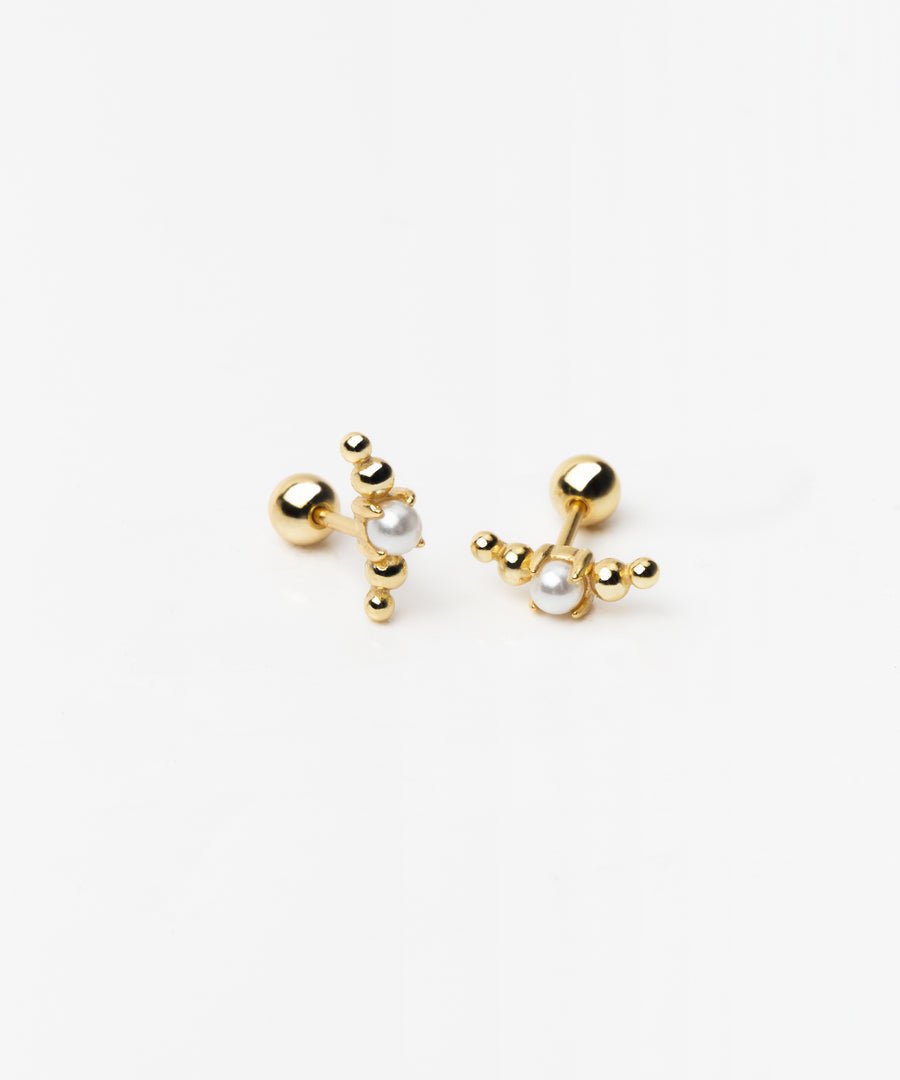 Pearl on sale barbell earrings