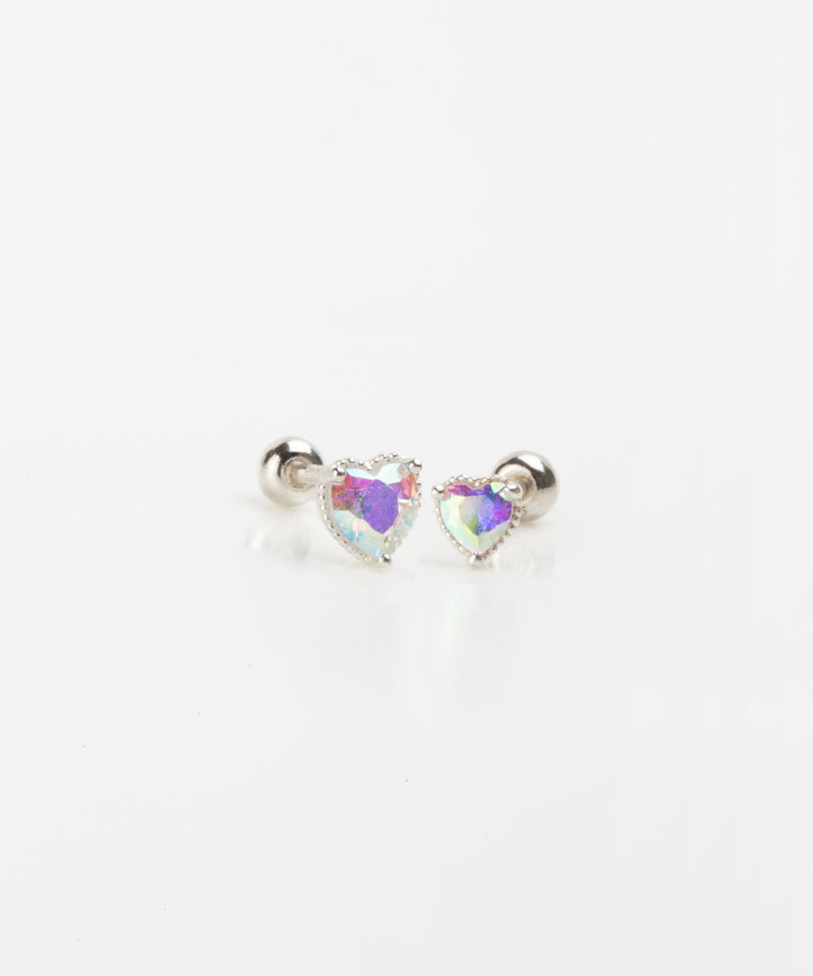 Rainbow Stone Heart Shaped Stud