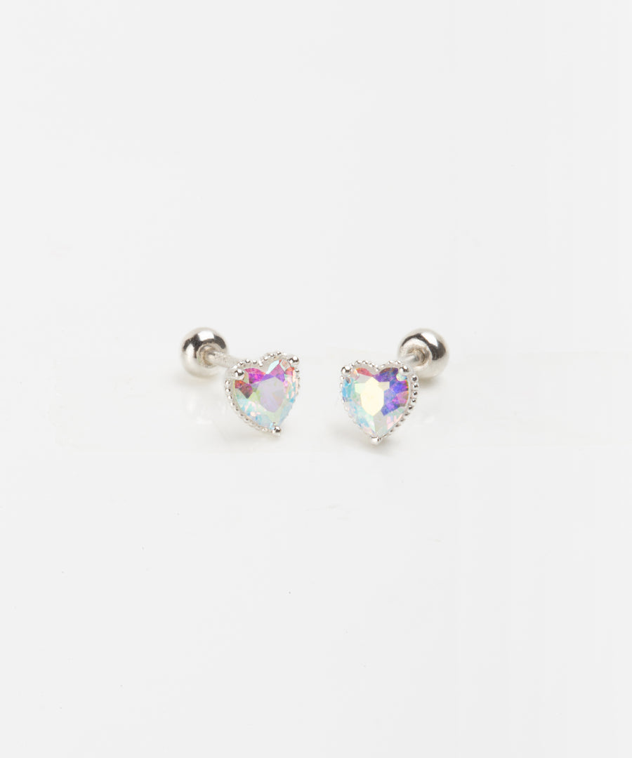 Rainbow Stone Heart Shaped Stud