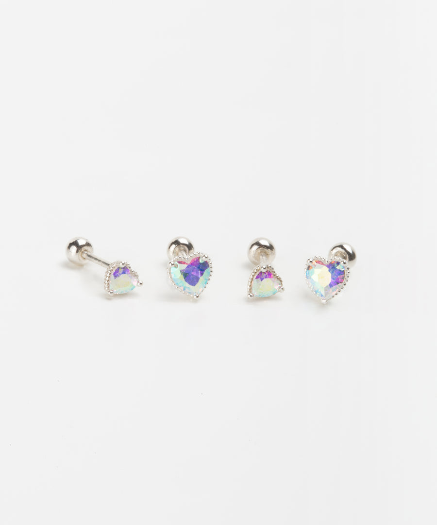 Rainbow Stone Heart Shaped Stud