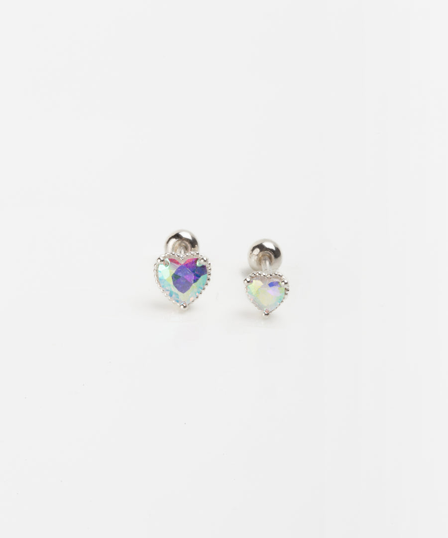 Rainbow Stone Heart Shaped Stud