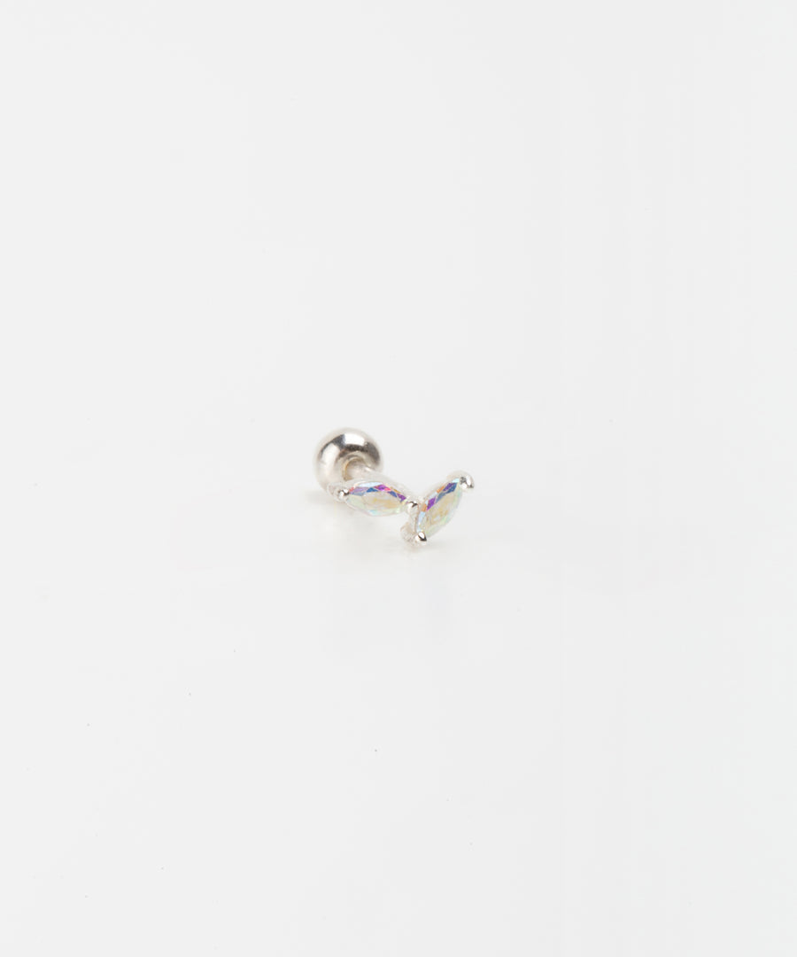 Rainbow Crystal Leaf Stud