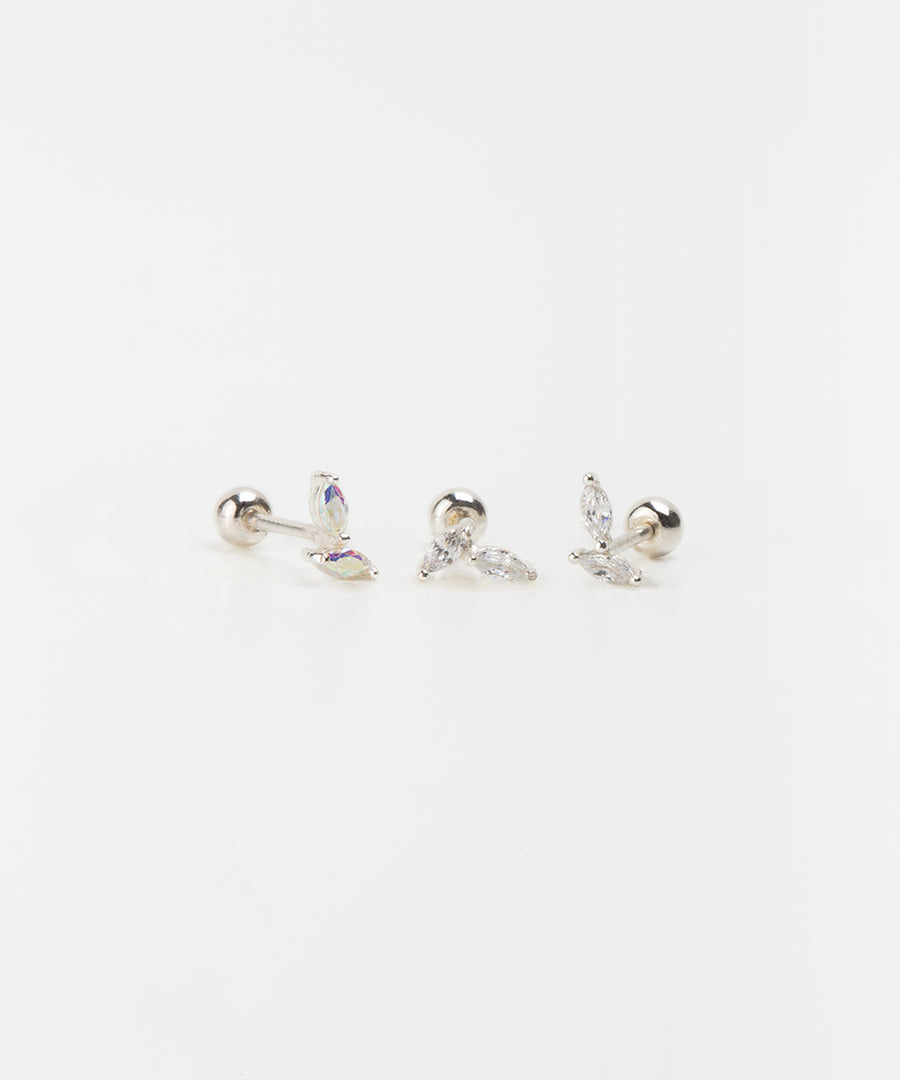 Rainbow Crystal Leaf Stud