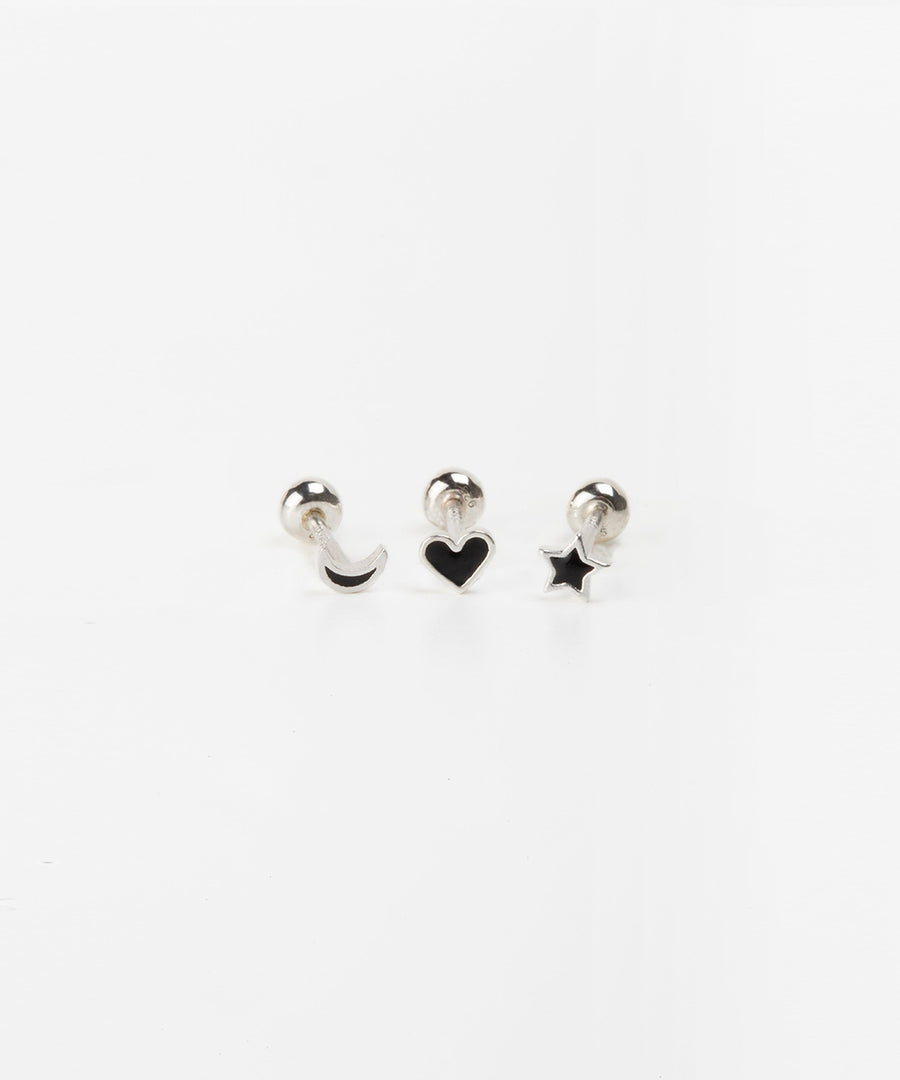 Tiny Black Heart Stud