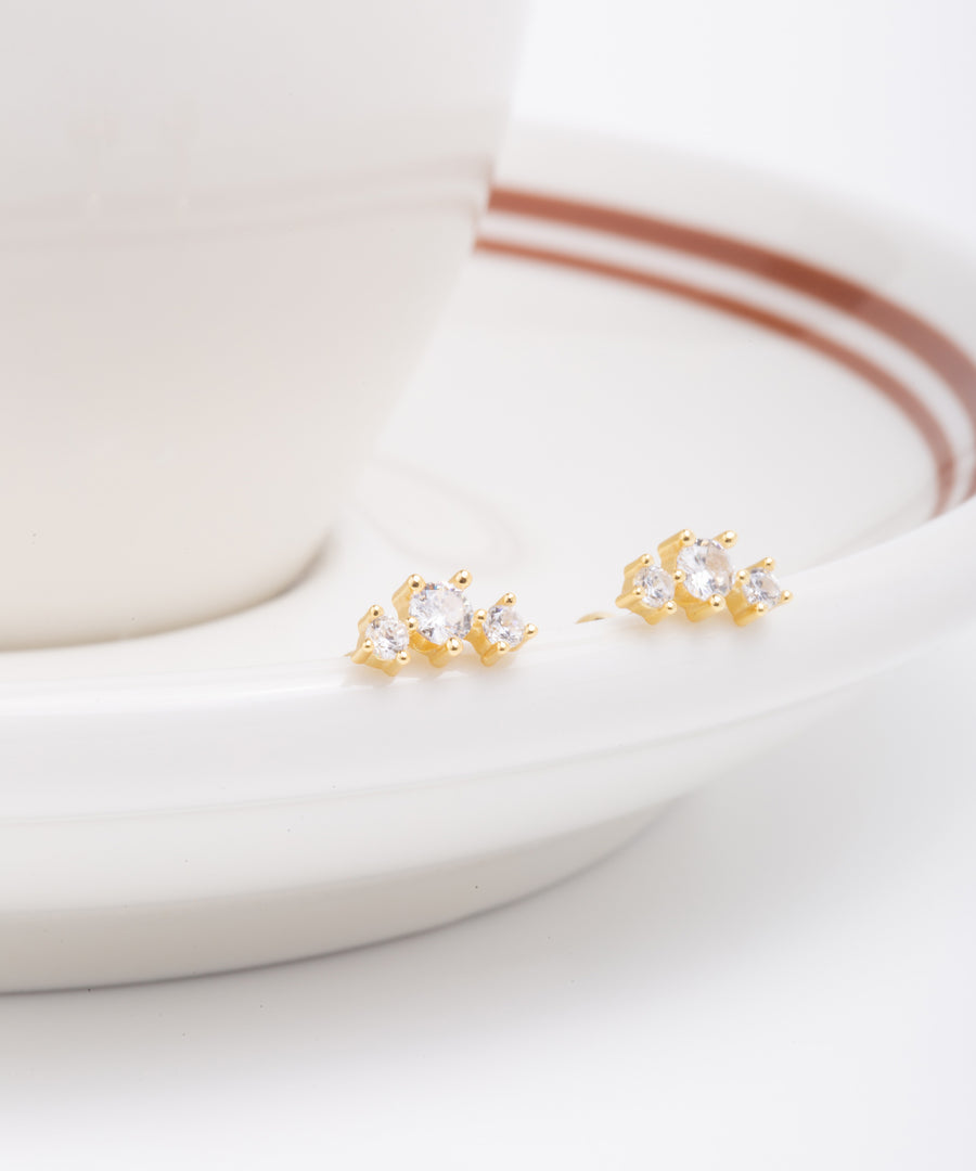 Curved Triple Stone Stud