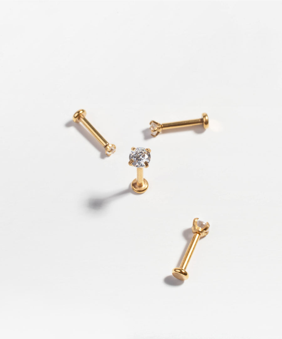 Sparkly CZ Push-Pin Labret Gold